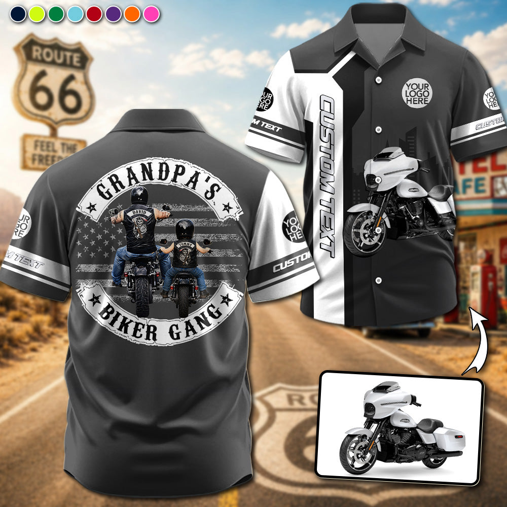 Grandpa’s Biker Gang - Personalized Upload Vechicle Photo Hawaiian Shirt - Personalized Gift For Dad, Grandpa, Biker A2110