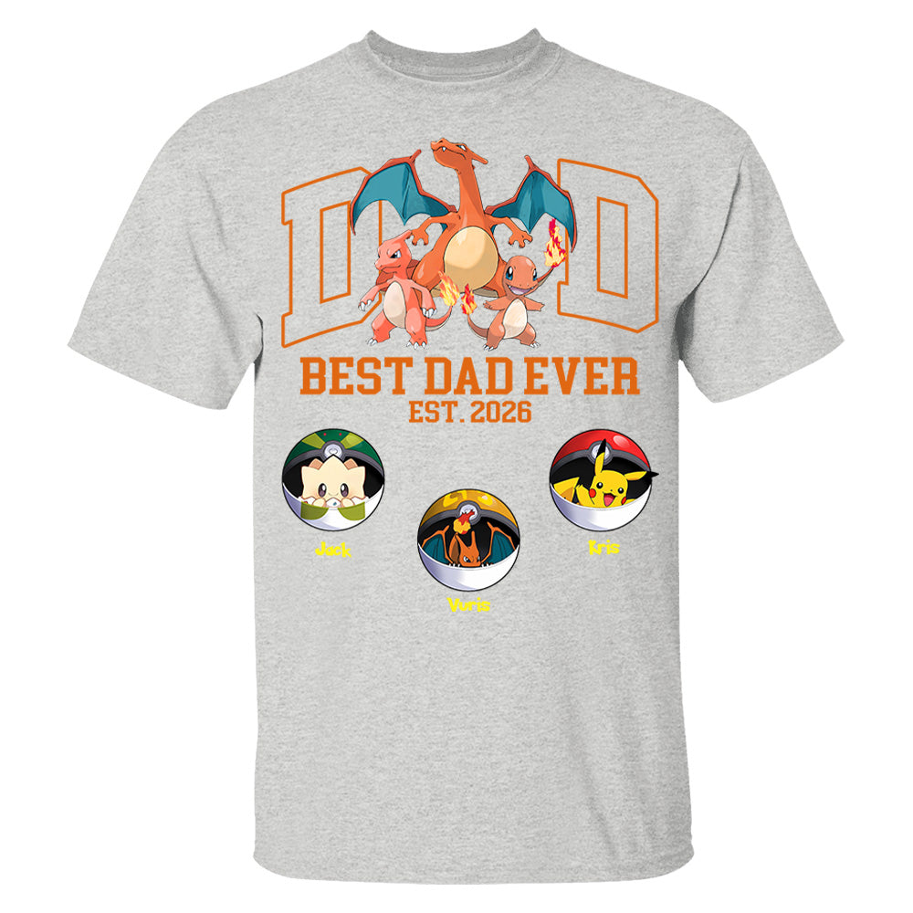 Pokedad Best Dad Ever, Personalized Pokedad Shirt With Kids Name, Father's Day Gift For Husband, Dad, Grandpa MI209 Li29