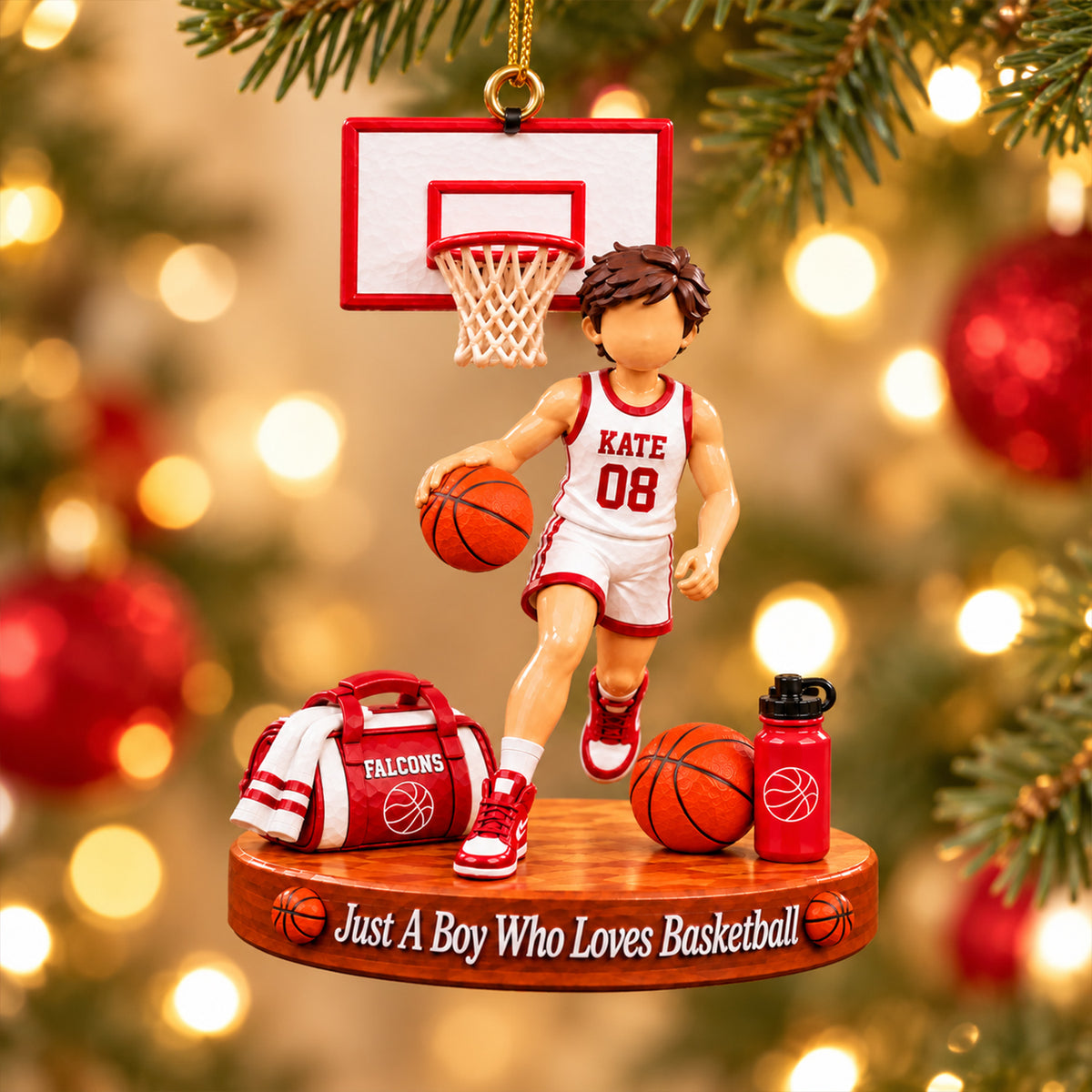 Just A Boy Who Loves Basketball,Personalized Basketball Boy Girl Christmas Ornament, Basketball Gift Na02 NV01 KL07