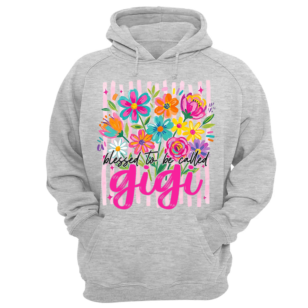 Blessed To Be Called Gigi, Personalized Grandma Shirt With Grandkids Name, Striped Boho Floral Brushstroke Custom Nickname Gigi Nini Nana Mimi, Gift For Grandma For Mom, Best Gifts For Mother's Day MI209 VH01