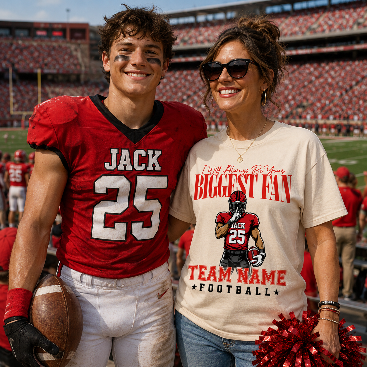 My Heart Is On That Filed Custom Football Mom Shirt L0411 VH01
