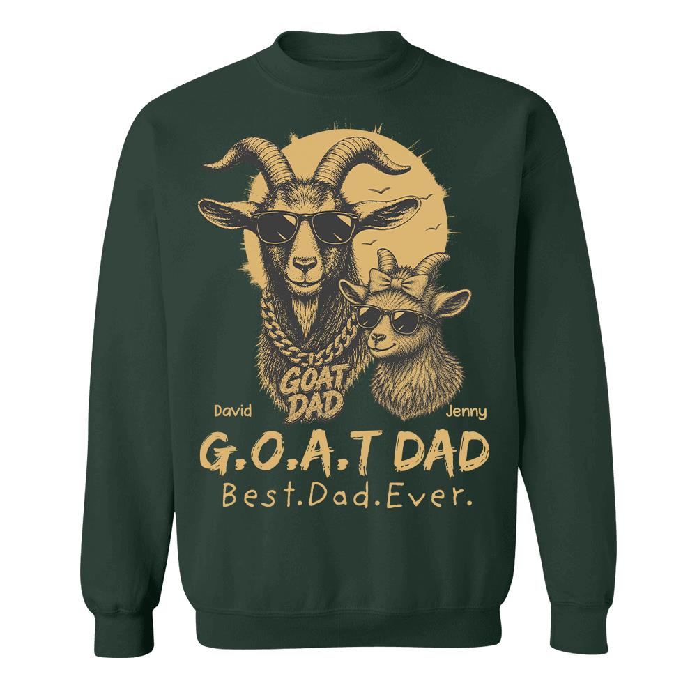 G.O.A.T Daddy Best Dad Ever, Goat Dad Personalized T-Shirt Father's Day, Gifts for Dad Husband, Funny Papa Tshirt Cool Goat Daddy Tee Ver 2 MI209 Hv01