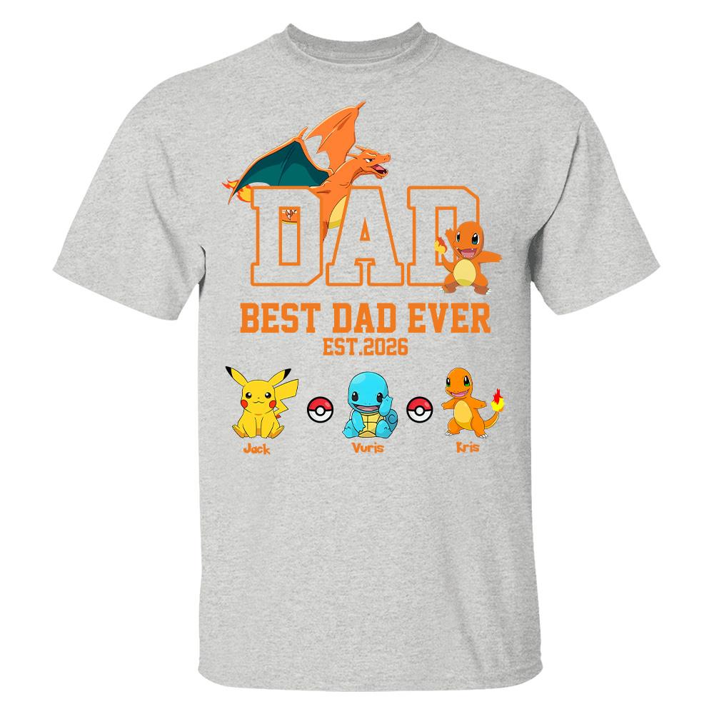 Pokedad Best Dad Ever, Personalized Pokedad Shirt With Kids Name, Father's Day Gifts For Dad, Husband, Grandpa MI209 Hv01