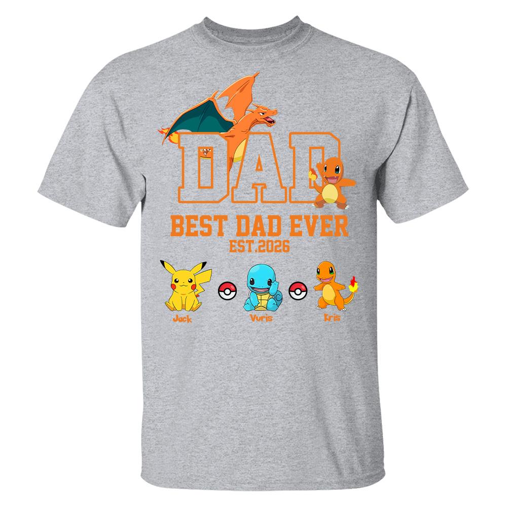 Pokedad Best Dad Ever, Personalized Pokedad Shirt With Kids Name, Father's Day Gifts For Dad, Husband, Grandpa MI209 Hv01