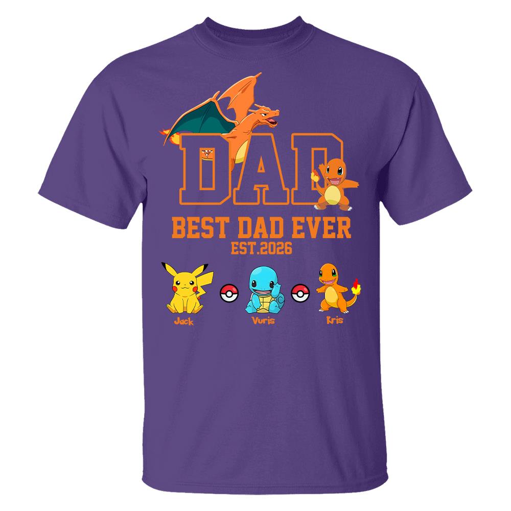 Pokedad Best Dad Ever, Personalized Pokedad Shirt With Kids Name, Father's Day Gifts For Dad, Husband, Grandpa MI209 Hv01