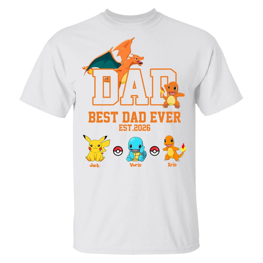 Pokedad Best Dad Ever, Personalized Pokedad Shirt With Kids Name, Father's Day Gifts For Dad, Husband, Grandpa MI209 Hv01