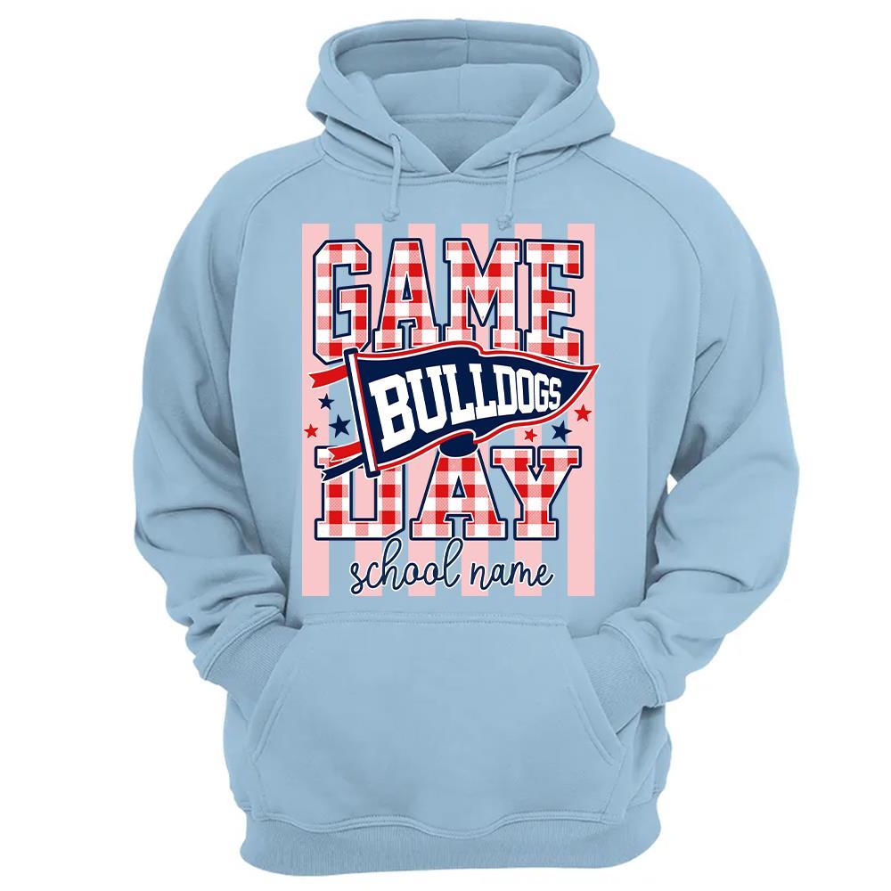 Game Day Striped School Mascot Shirt, Personalized Football School Spirit, Gifts For Teacher Student MI209 Hv01