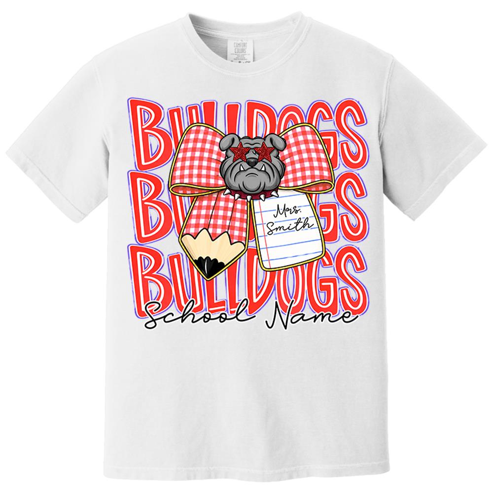 Gingham Pencil Bow, Personalized School Spirit Retro School Mascot, Gift For Teacher Student Sport Lovers MI209 Nh00