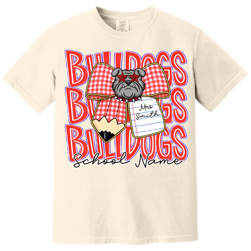 Gingham Pencil Bow, Personalized School Spirit Retro School Mascot, Gift For Teacher Student Sport Lovers MI209 Nh00
