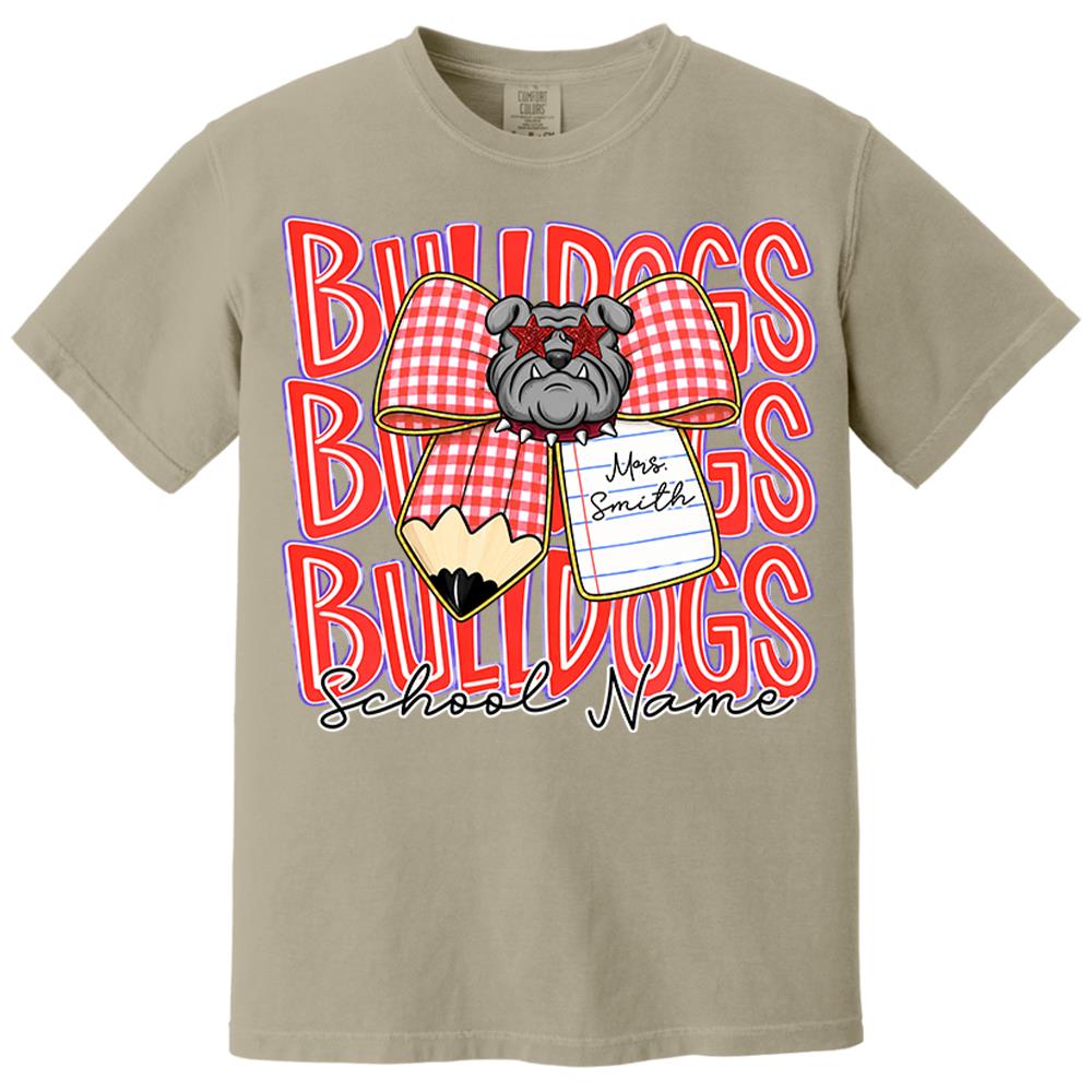 Gingham Pencil Bow, Personalized School Spirit Retro School Mascot, Gift For Teacher Student Sport Lovers MI209 Nh00