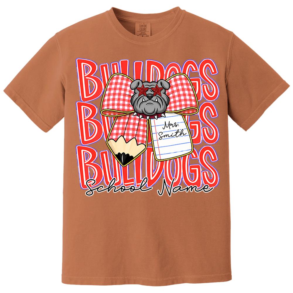 Gingham Pencil Bow, Personalized School Spirit Retro School Mascot, Gift For Teacher Student Sport Lovers MI209 Nh00