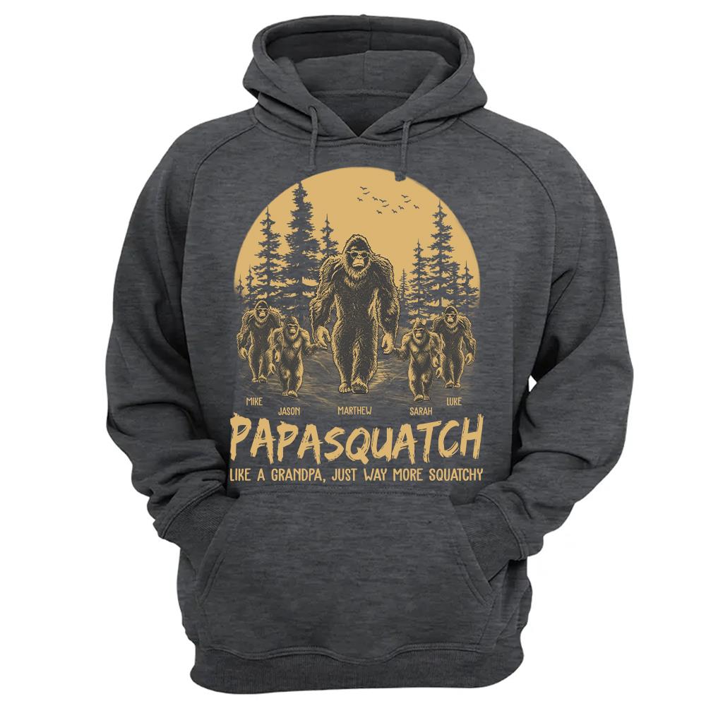 Personalized Papasquatch, Like A Grandpa, Just Way More Squatchy T-Shirt Father Day Gifts for Dad Funny Papa Tshirt Cool Daddy Bigfoot Tee