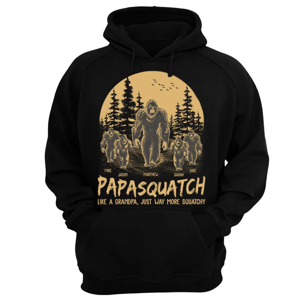 Personalized Papasquatch, Like A Grandpa, Just Way More Squatchy T-Shirt Father Day Gifts for Dad Funny Papa Tshirt Cool Daddy Bigfoot Tee