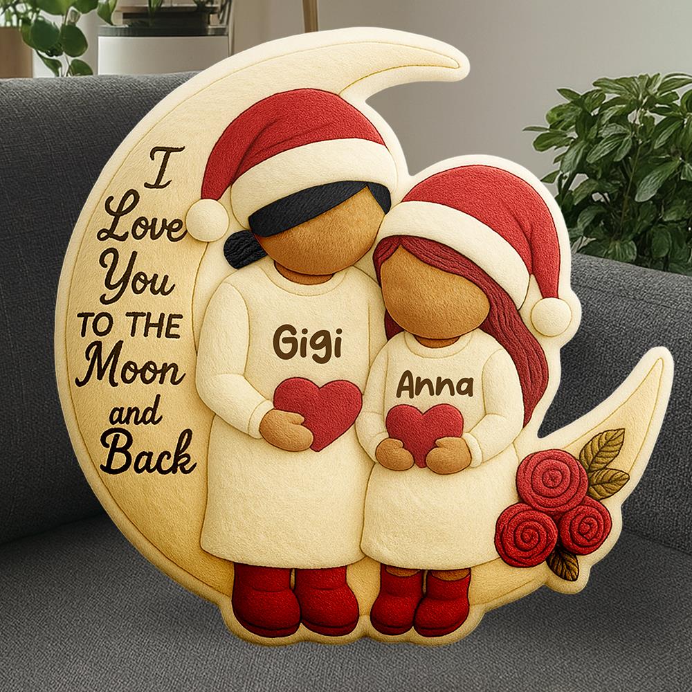 Custom Grandma Grandkids on Moon Ugly Plush Pillow, Grandma Christmas Keepsake, Heartfelt Christmas Gift from Grandkids Nh00