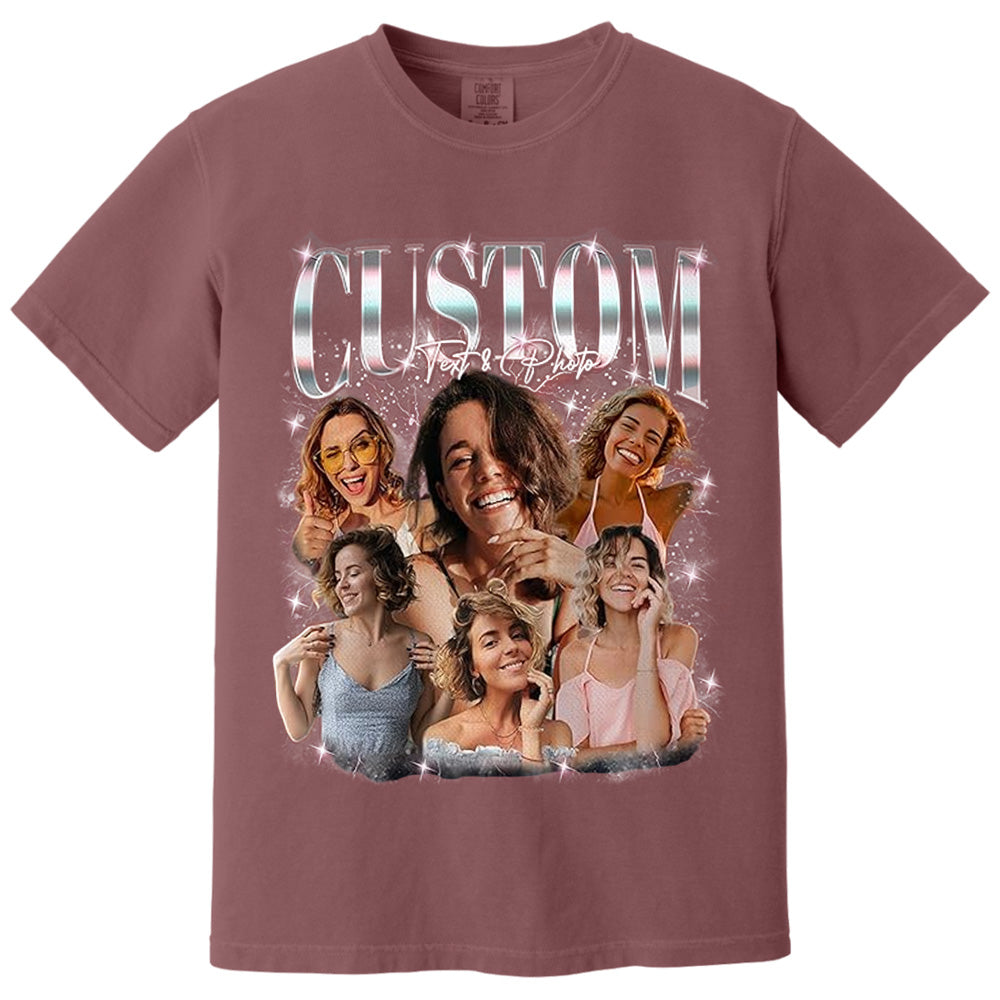Custom Photo Bootleg Rap Shirt with Girlfriend's Face for Men Boyfriend