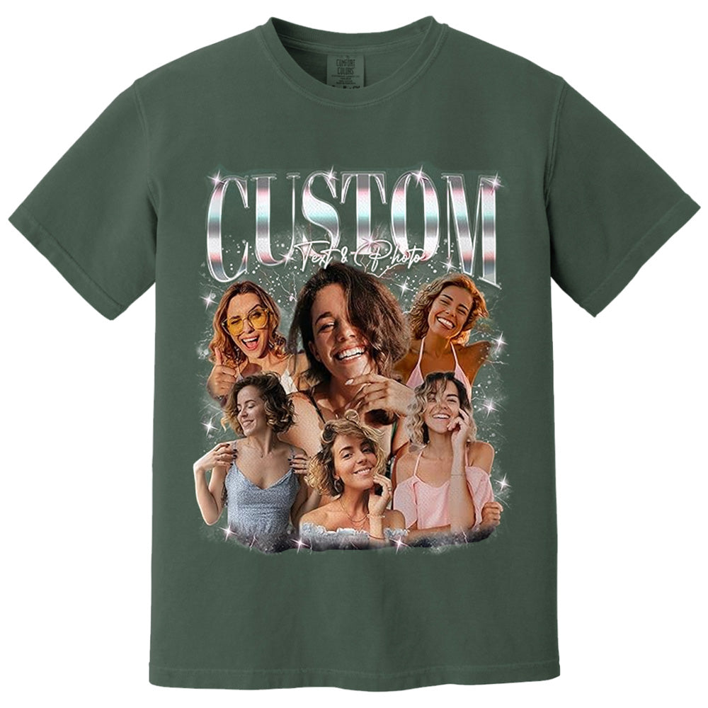 Custom Photo Bootleg Rap Shirt with Girlfriend's Face for Men Boyfriend