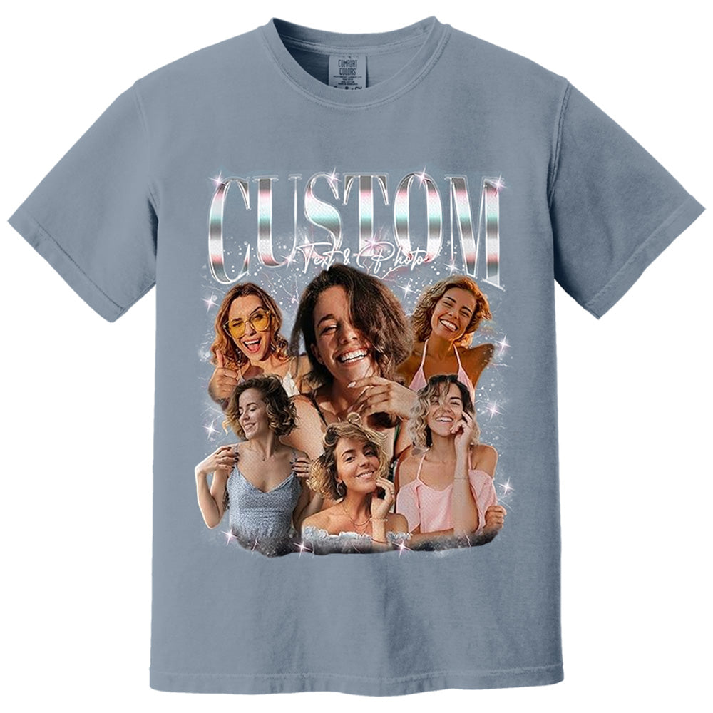 Custom Photo Bootleg Rap Shirt with Girlfriend's Face for Men Boyfriend