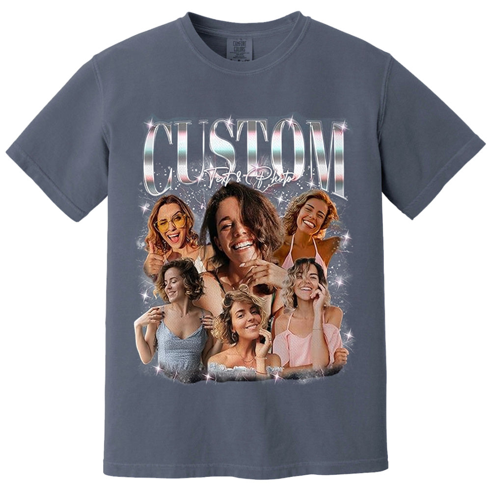 Custom Photo Bootleg Rap Shirt with Girlfriend's Face for Men Boyfriend