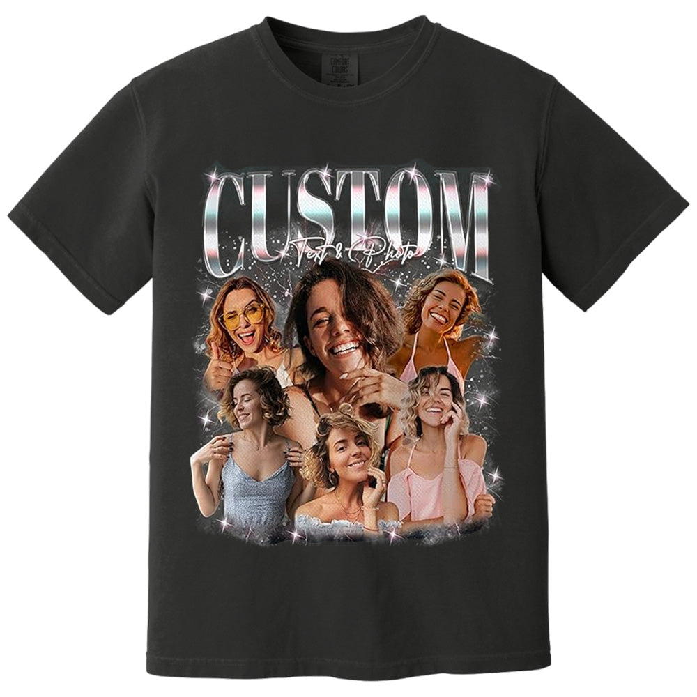 Custom Photo Bootleg Rap Shirt with Girlfriend's Face for Men Boyfriend