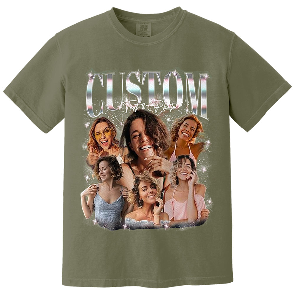 Custom Photo Bootleg Rap Shirt with Girlfriend's Face for Men Boyfriend