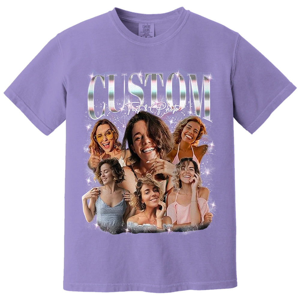 Custom Photo Bootleg Rap Shirt with Girlfriend's Face for Men Boyfriend