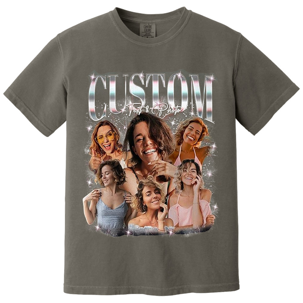 Custom Photo Bootleg Rap Shirt with Girlfriend's Face for Men Boyfriend