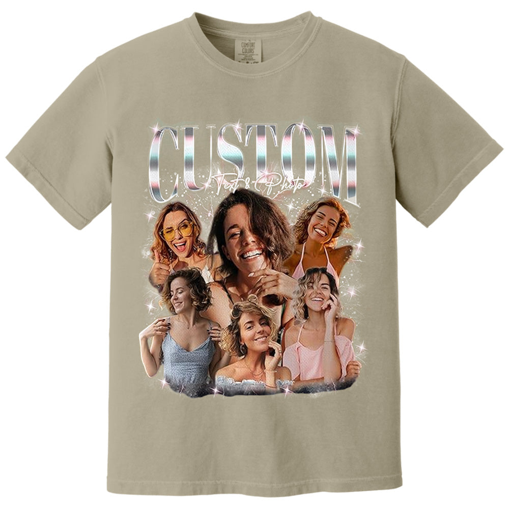 Custom Photo Bootleg Rap Shirt with Girlfriend's Face for Men Boyfriend