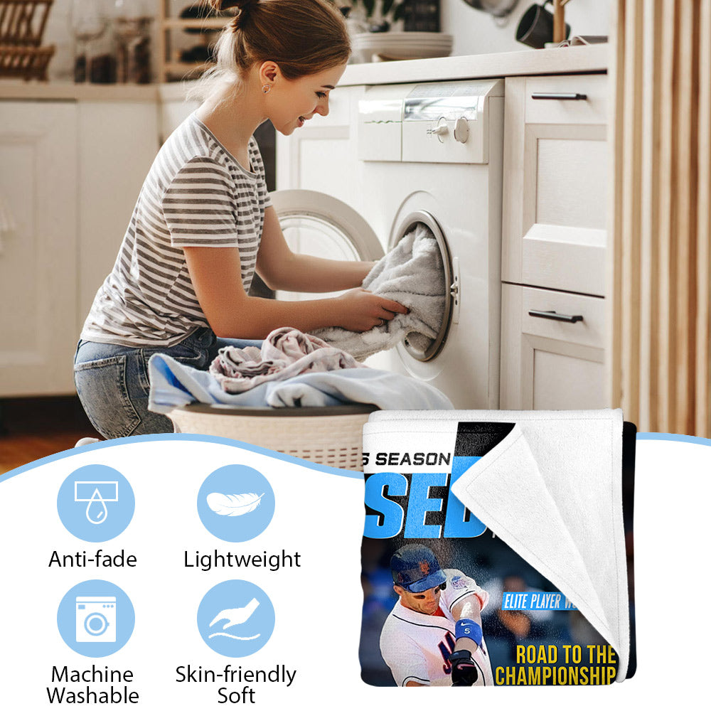 Personalized Baseball Magazine Cover Blanket, Baseball Player Gift