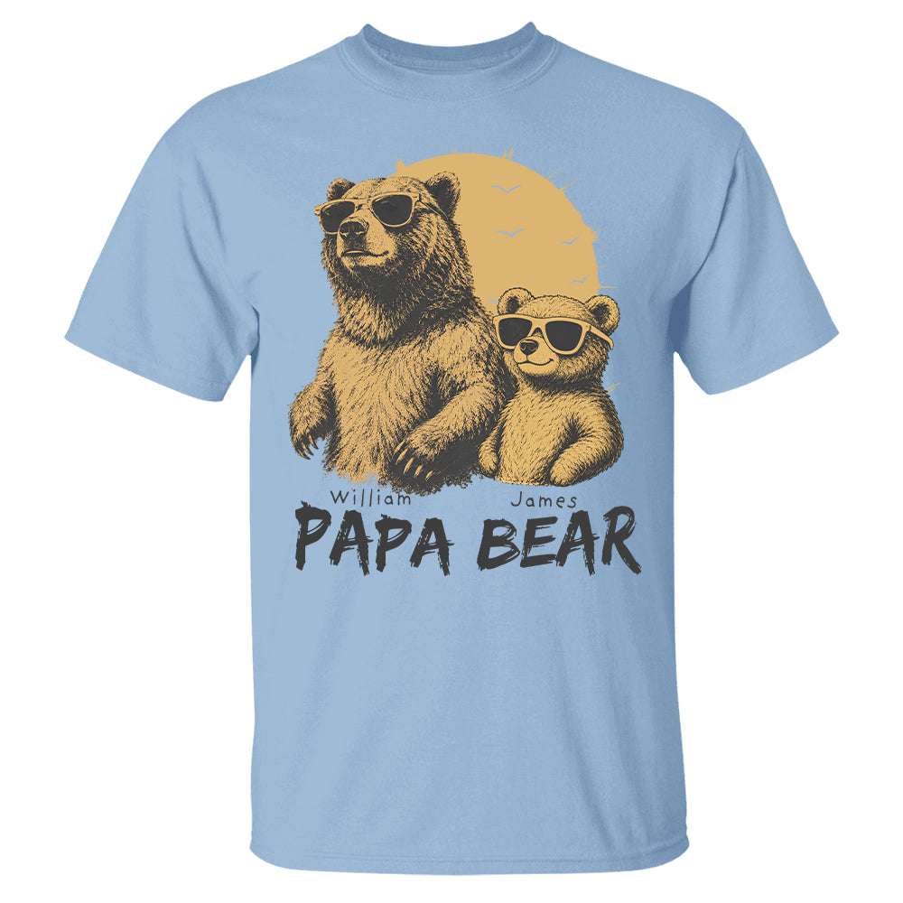 Personalized Papa Bear T-Shirt Father Day Gifts for Dad Funny Papa Tshirt Cool Daddy Bear Tee T24