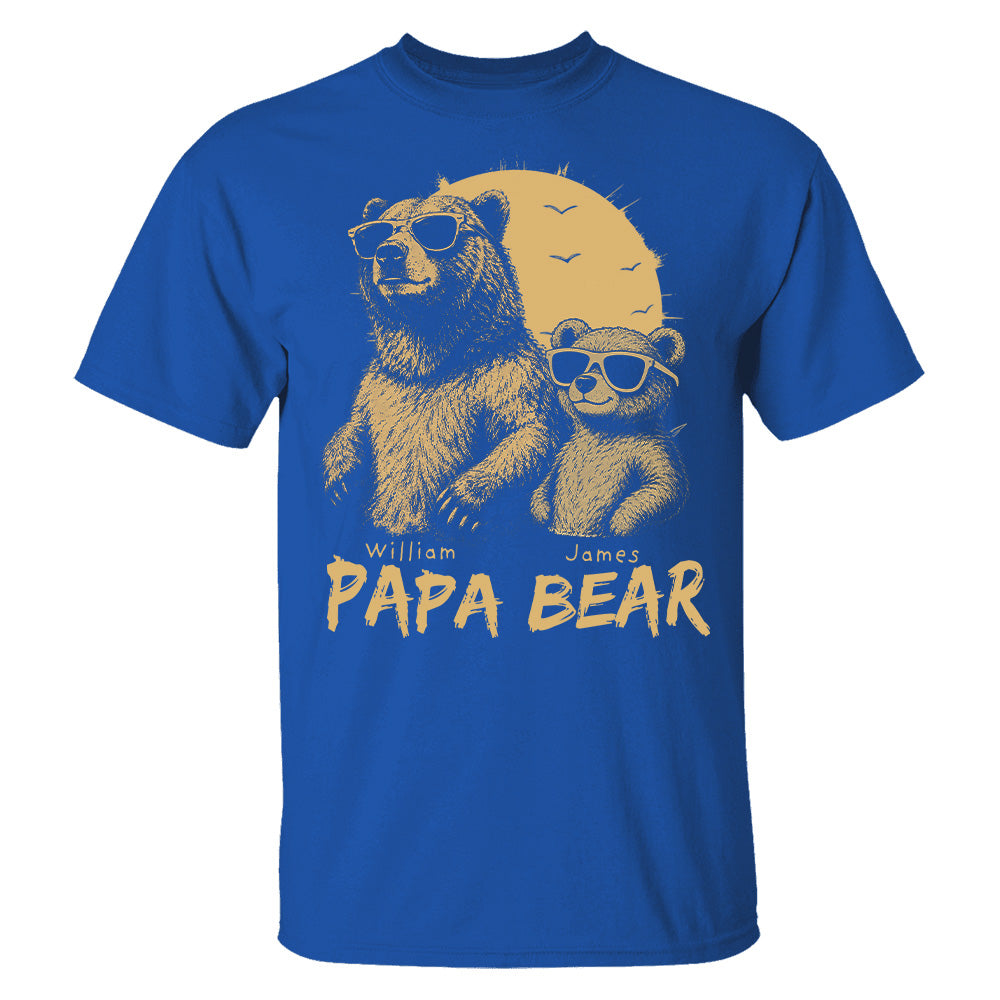Personalized Papa Bear T-Shirt Father Day Gifts for Dad Funny Papa Tshirt Cool Daddy Bear Tee T24