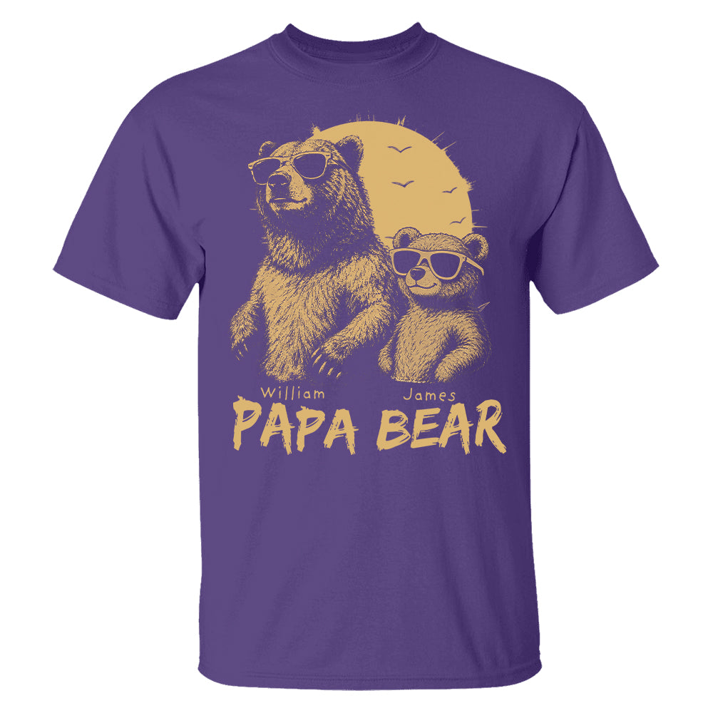 Personalized Papa Bear T-Shirt Father Day Gifts for Dad Funny Papa Tshirt Cool Daddy Bear Tee T24