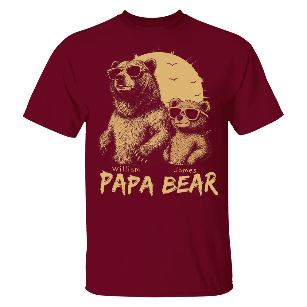 Personalized Papa Bear T-Shirt Father Day Gifts for Dad Funny Papa Tshirt Cool Daddy Bear Tee T24