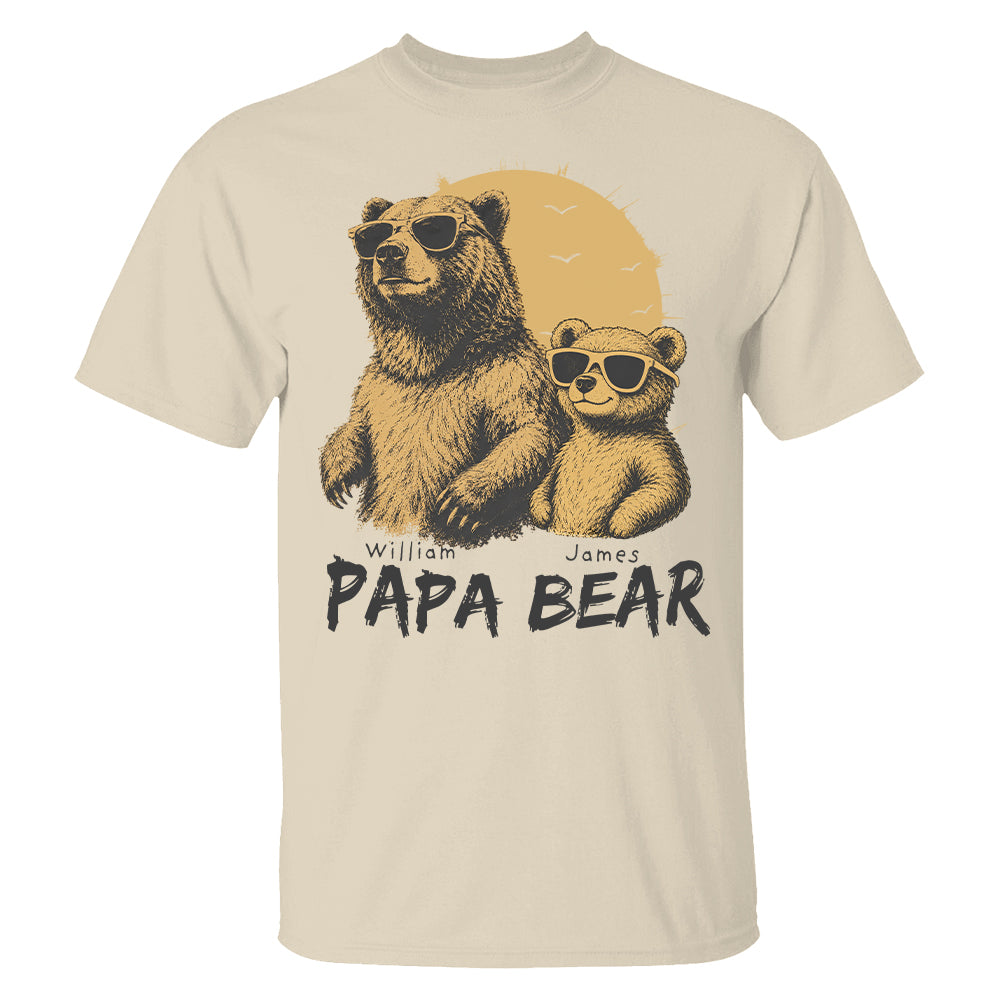 Personalized Papa Bear T-Shirt Father Day Gifts for Dad Funny Papa Tshirt Cool Daddy Bear Tee T24