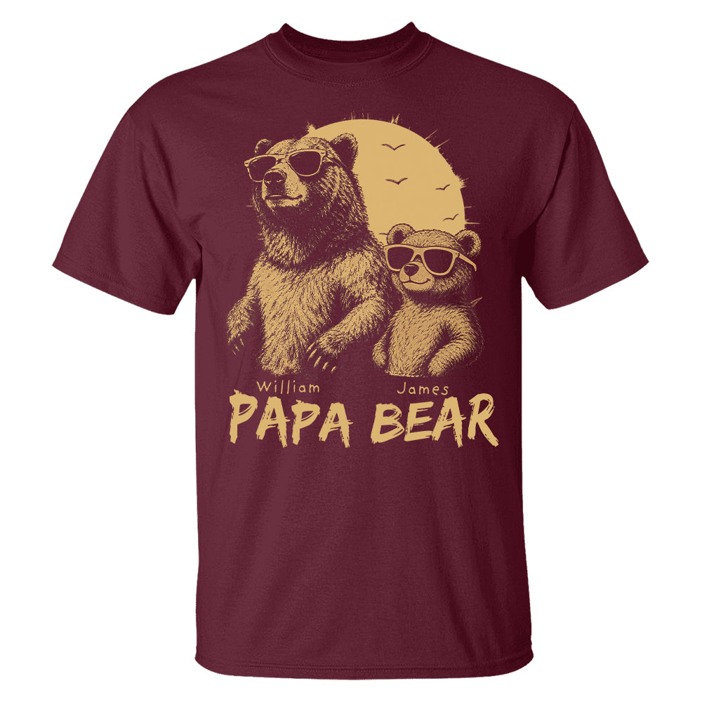 Personalized Papa Bear T-Shirt Father Day Gifts for Dad Funny Papa Tshirt Cool Daddy Bear Tee T24
