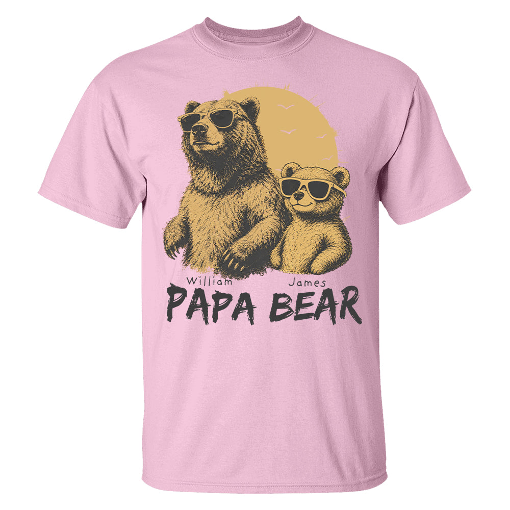 Personalized Papa Bear T-Shirt Father Day Gifts for Dad Funny Papa Tshirt Cool Daddy Bear Tee T24