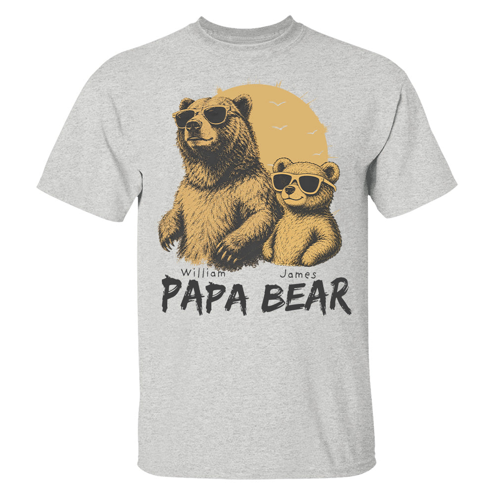 Personalized Papa Bear T-Shirt Father Day Gifts for Dad Funny Papa Tshirt Cool Daddy Bear Tee T24