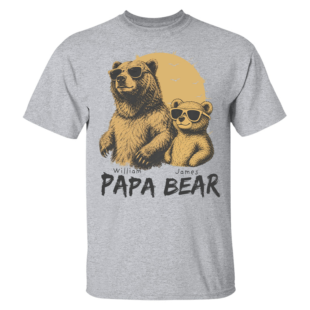 Personalized Papa Bear T-Shirt Father Day Gifts for Dad Funny Papa Tshirt Cool Daddy Bear Tee T24