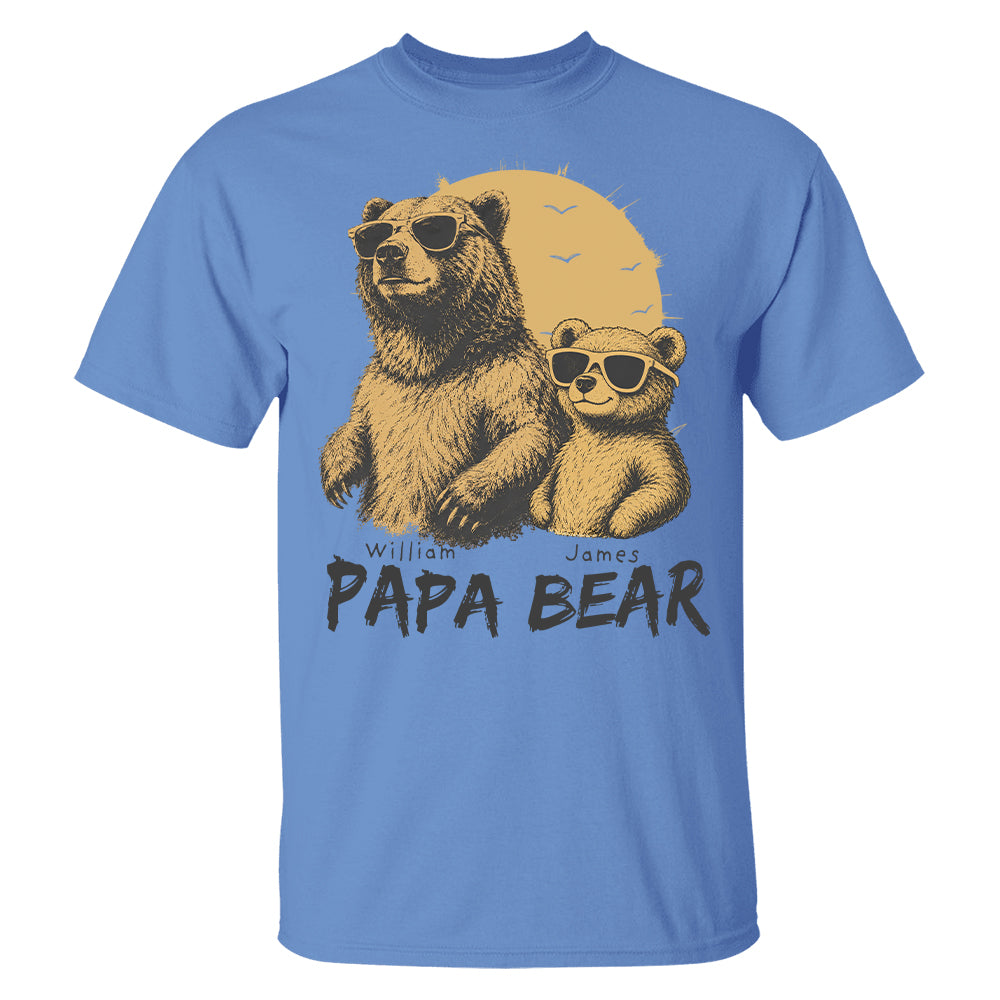 Personalized Papa Bear T-Shirt Father Day Gifts for Dad Funny Papa Tshirt Cool Daddy Bear Tee T24