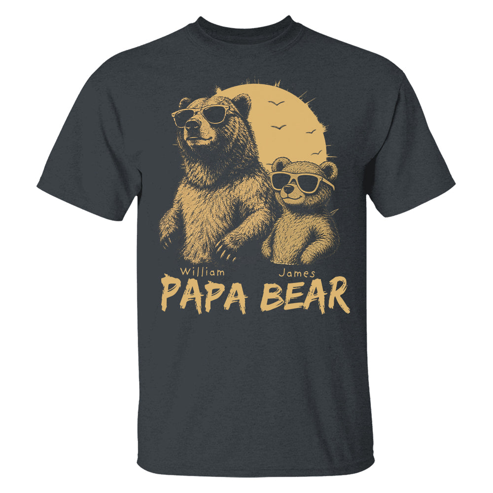 Personalized Papa Bear T-Shirt Father Day Gifts for Dad Funny Papa Tshirt Cool Daddy Bear Tee T24