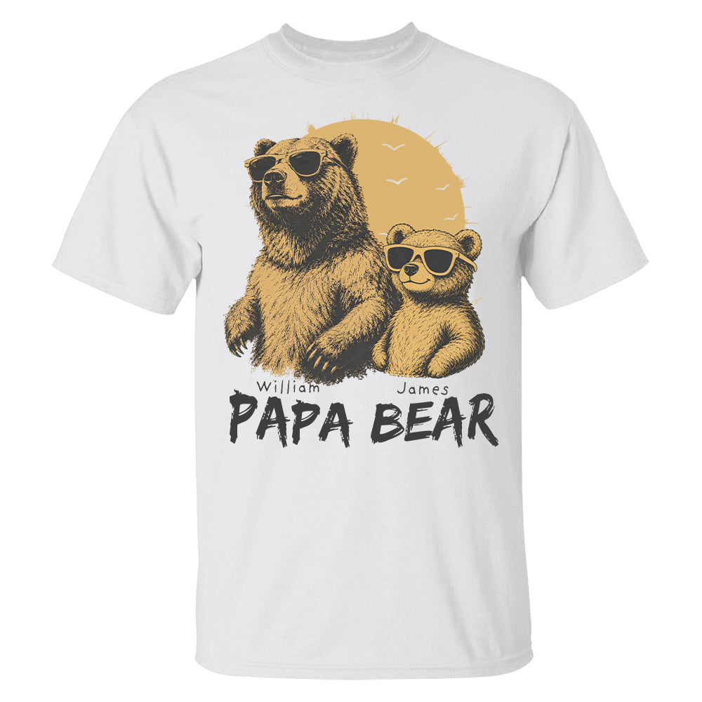 Personalized Papa Bear T-Shirt Father Day Gifts for Dad Funny Papa Tshirt Cool Daddy Bear Tee T24