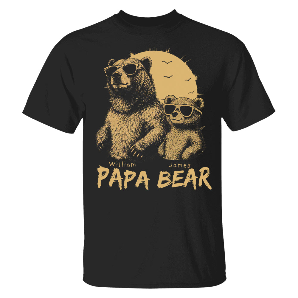 Personalized Papa Bear T-Shirt Father Day Gifts for Dad Funny Papa Tshirt Cool Daddy Bear Tee T24