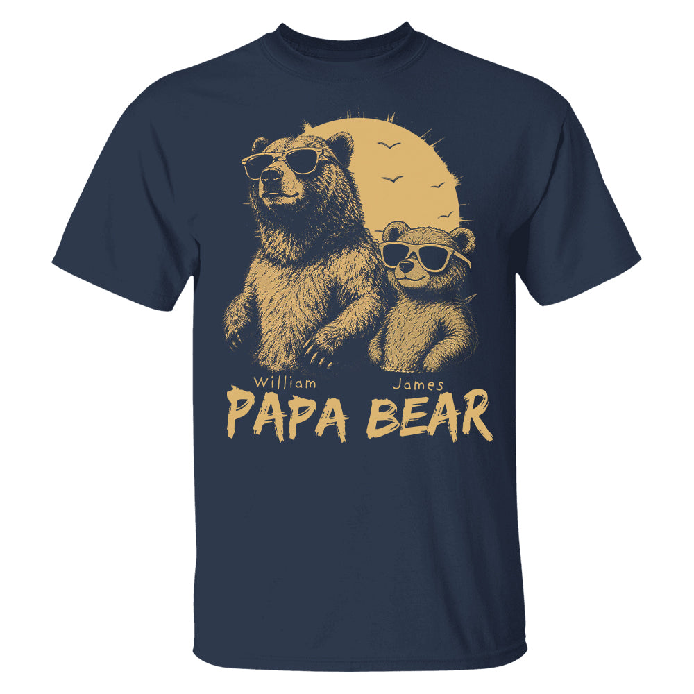 Personalized Papa Bear T-Shirt Father Day Gifts for Dad Funny Papa Tshirt Cool Daddy Bear Tee T24