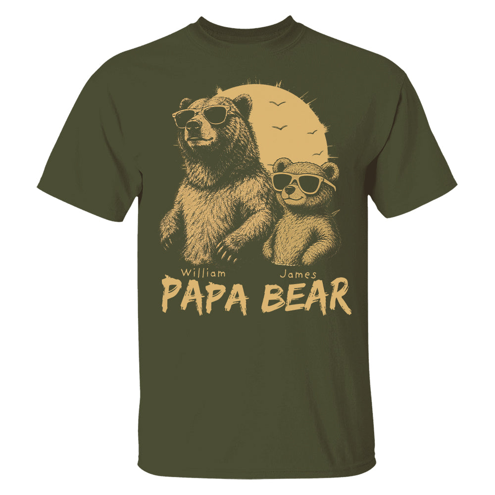 Personalized Papa Bear T-Shirt Father Day Gifts for Dad Funny Papa Tshirt Cool Daddy Bear Tee T24