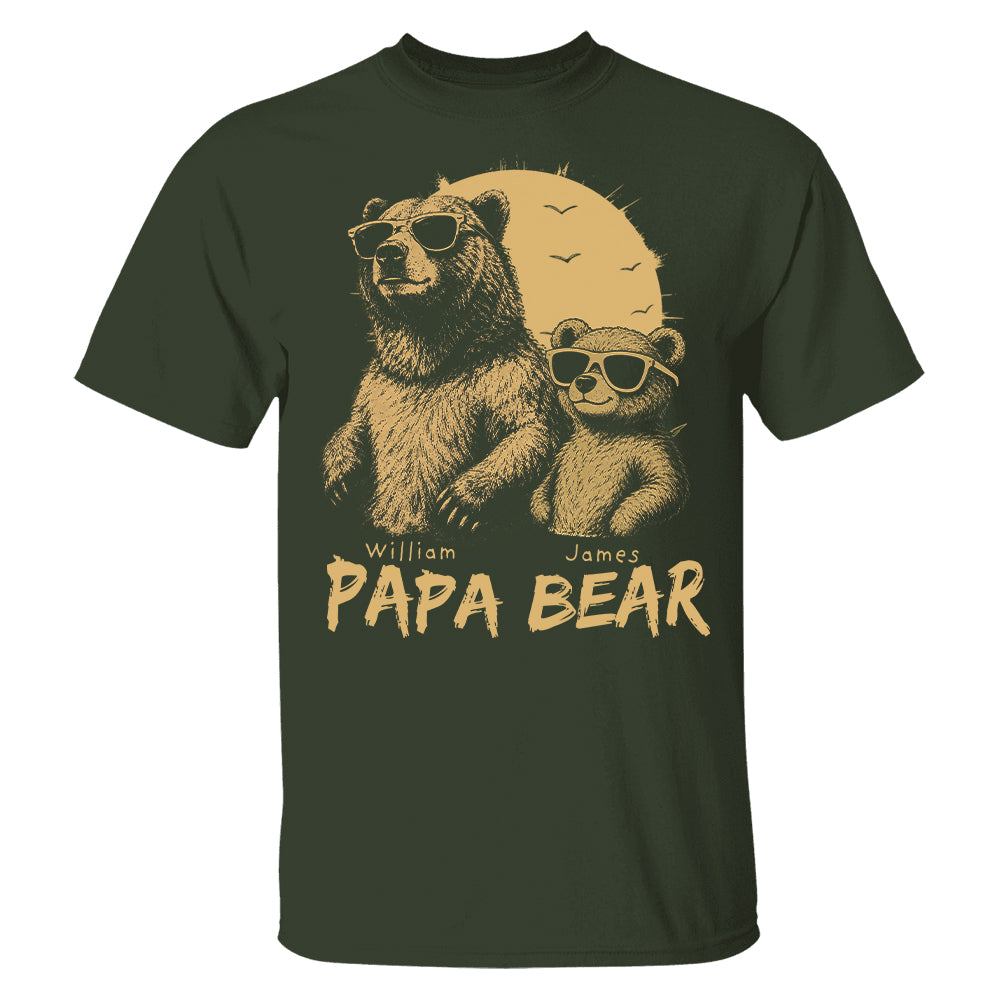 Personalized Papa Bear T-Shirt Father Day Gifts for Dad Funny Papa Tshirt Cool Daddy Bear Tee T24