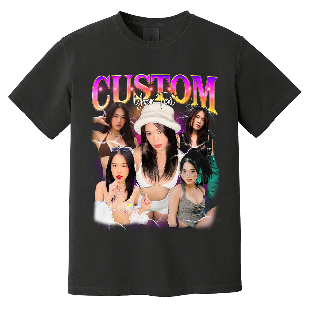 Personalized Bootleg Shirt, 90s Bootleg Shirt, Retro Bootleg, Custom Girlfriend Vintage Washed Shirt, Personalized Photo,Gift For Boyfriend