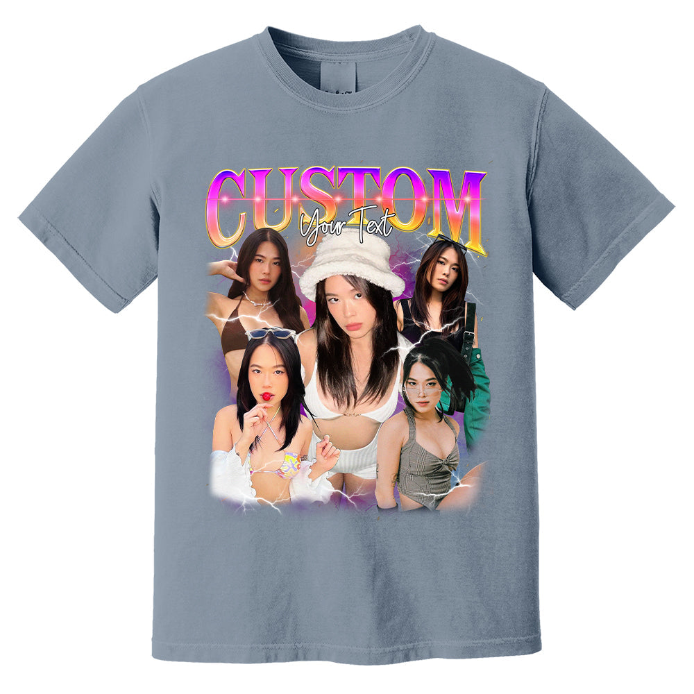 Personalized Bootleg Shirt, 90s Bootleg Shirt, Retro Bootleg, Custom Girlfriend Vintage Washed Shirt, Personalized Photo,Gift For Boyfriend