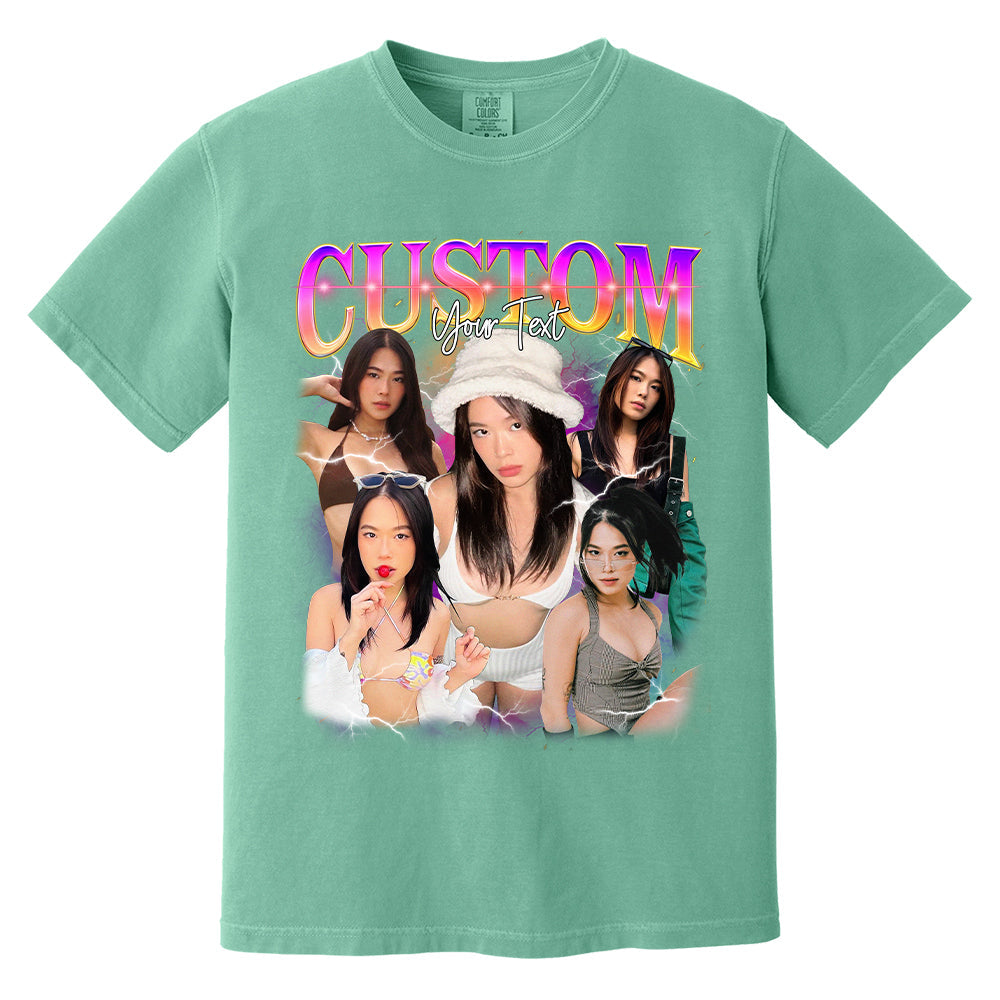 Personalized Bootleg Shirt, 90s Bootleg Shirt, Retro Bootleg, Custom Girlfriend Vintage Washed Shirt, Personalized Photo,Gift For Boyfriend