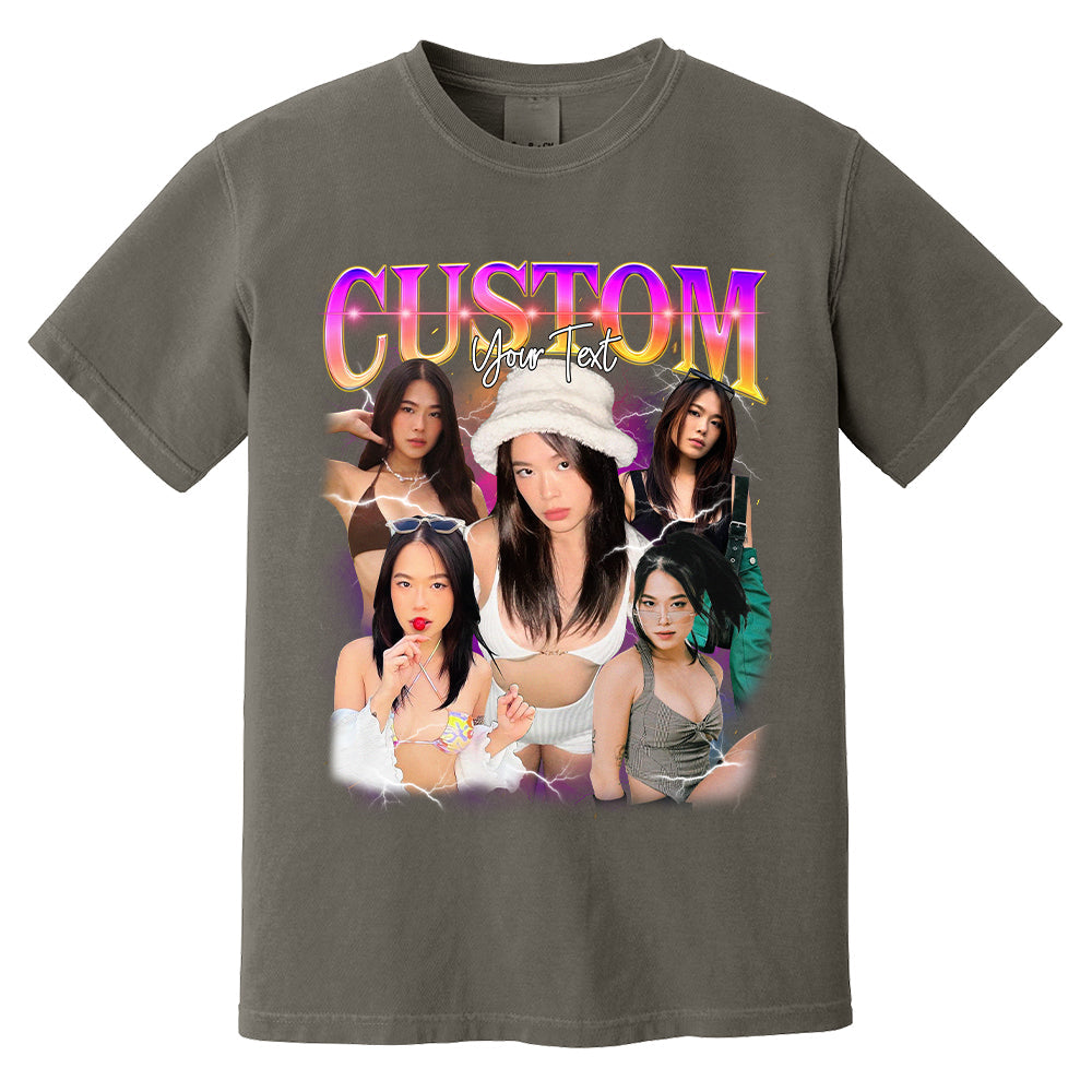 Personalized Bootleg Shirt, 90s Bootleg Shirt, Retro Bootleg, Custom Girlfriend Vintage Washed Shirt, Personalized Photo,Gift For Boyfriend