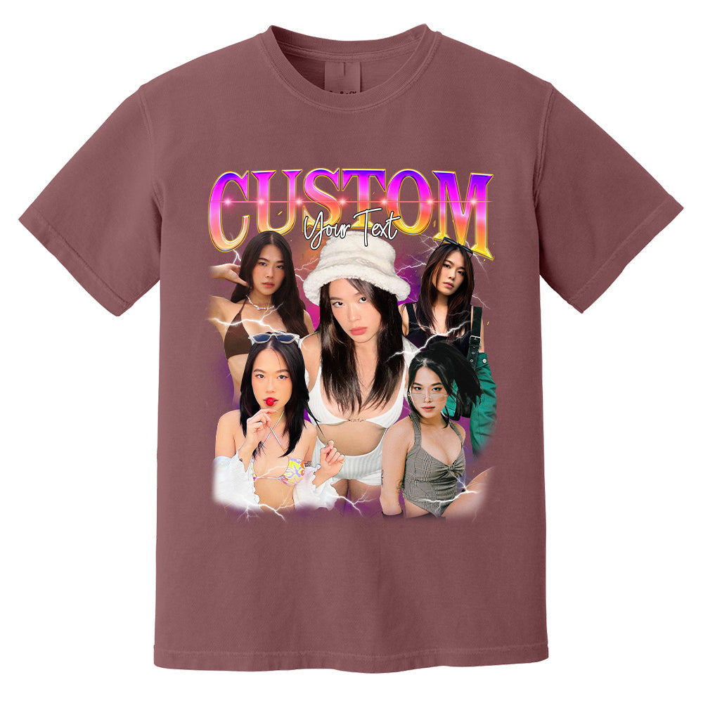Personalized Bootleg Shirt, 90s Bootleg Shirt, Retro Bootleg, Custom Girlfriend Vintage Washed Shirt, Personalized Photo,Gift For Boyfriend