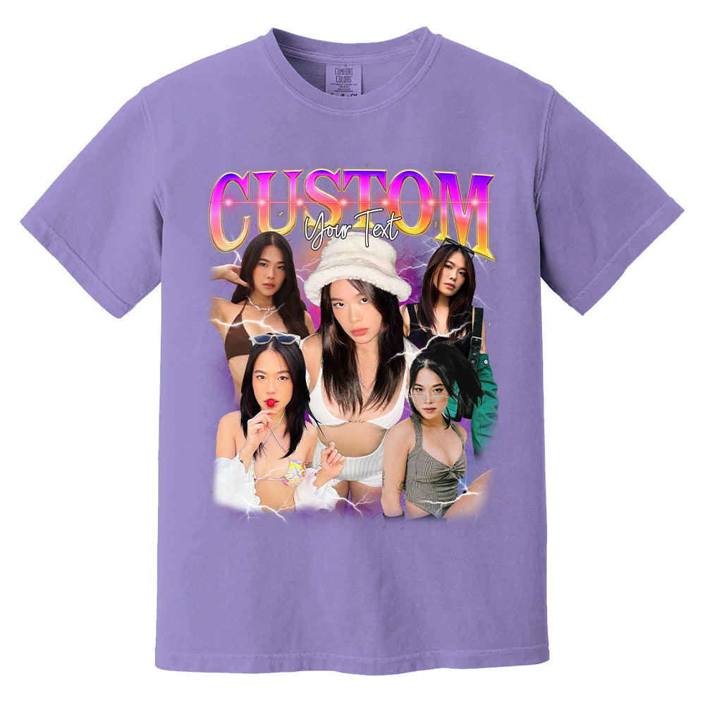 Personalized Bootleg Shirt, 90s Bootleg Shirt, Retro Bootleg, Custom Girlfriend Vintage Washed Shirt, Personalized Photo,Gift For Boyfriend